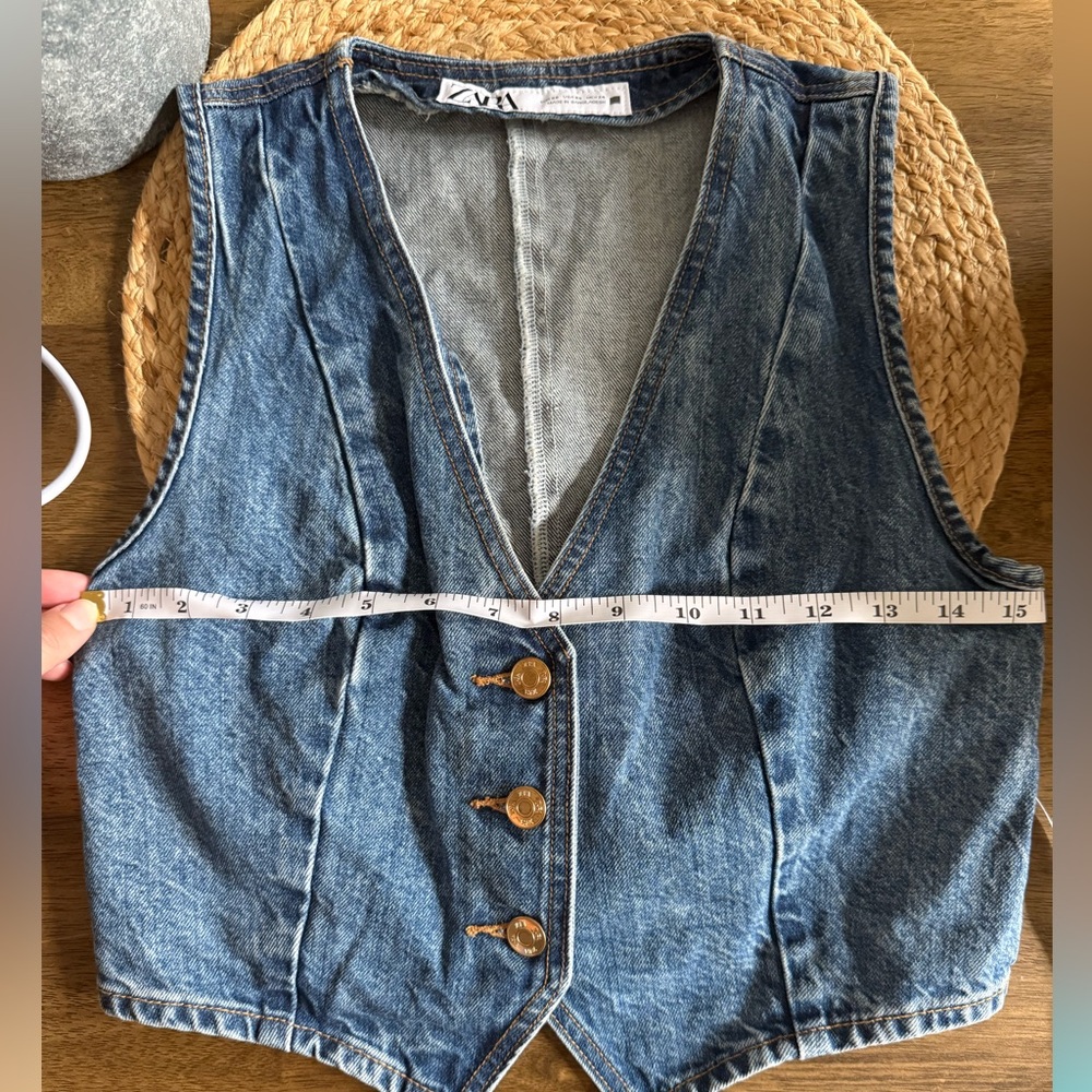 Zara Cropped Classic Blue Denim Vest - Picture 5 of 6